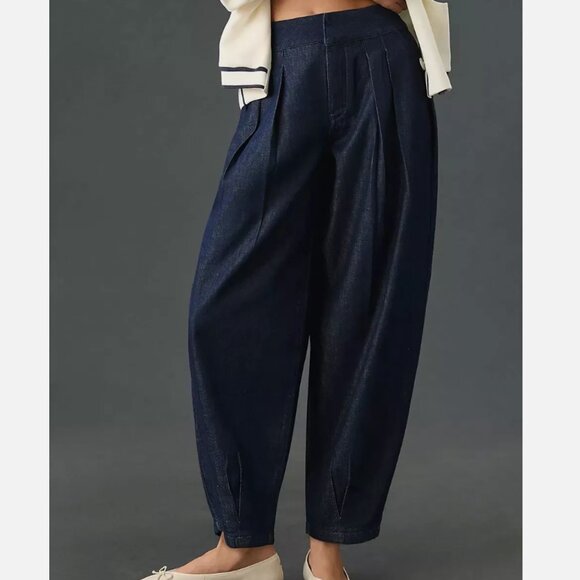 Anthropologie Pilcro Porto Wide Leg Barrel Jeans Dark Blue Size 26 - Picture 5 of 15